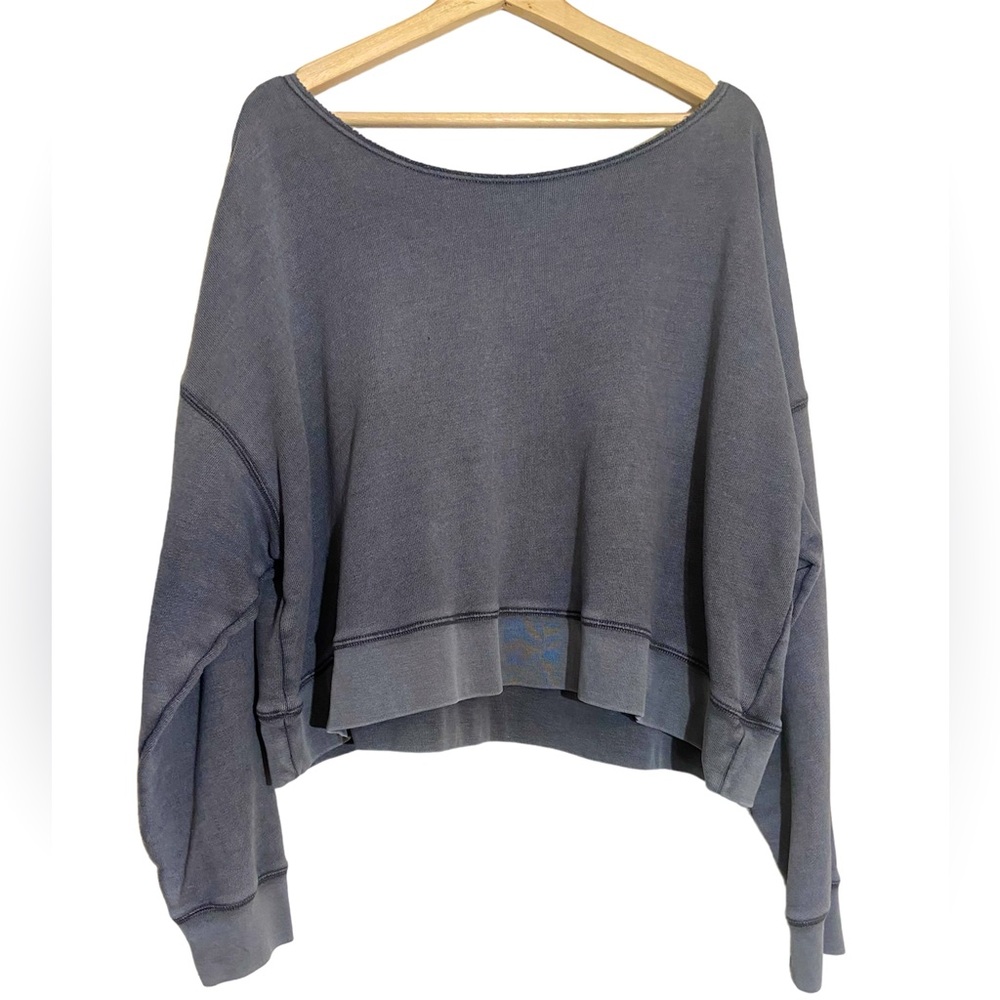 Aerie Oversized Slouchy off-shoulder Grunge/athletic grey Sweater SZ S